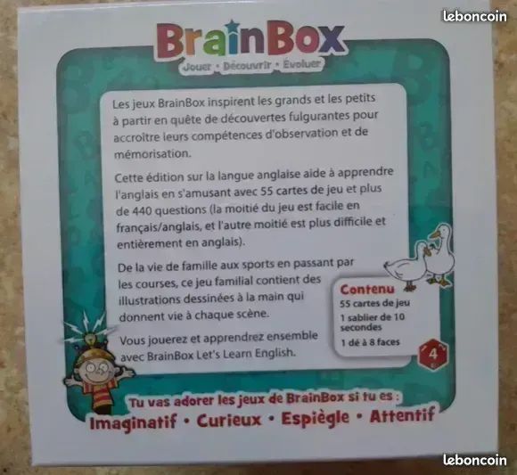 The Green Board Game Co. | Brainbox : Apprenons l'Anglais | Jeu de société | À partir de 8 ans | 1 joueur et plus | 10 minutes - Jeux - Jouets