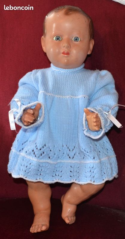 Poupon Petit Collin Celluloïd 53cm - Années 1930 - Made In France