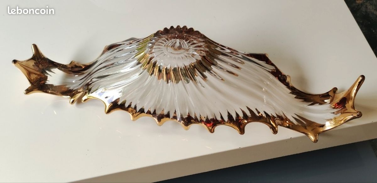 Coupe Splash Vintage Art Déco En Cristal Bayel Avec Dorures