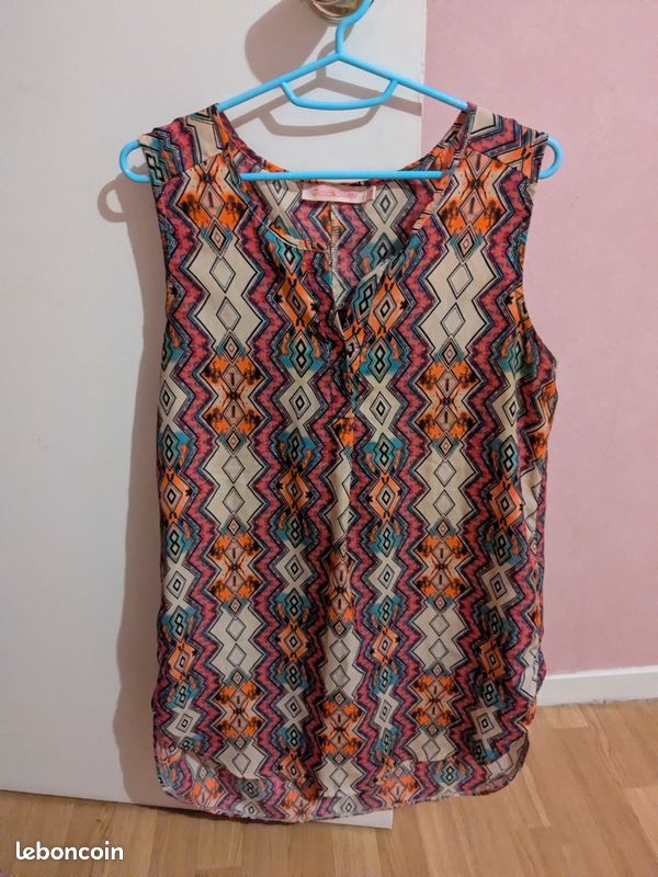 Chemise femme sans manches à motifs exotiques imprime | GEMO
