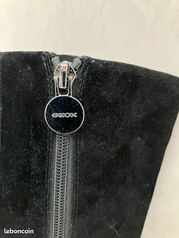 Bottes femme hautes Geox en daim noir à talon (Taille 39) (image 7)