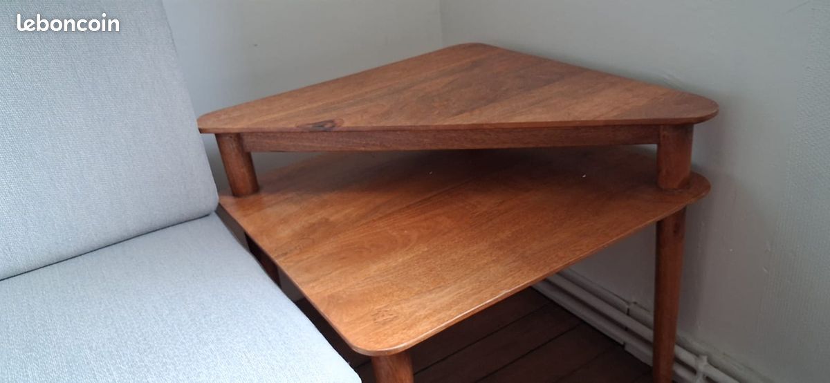 Table basse bout de canapé scandinave vintage années 1960-1970, en bois (image 2)