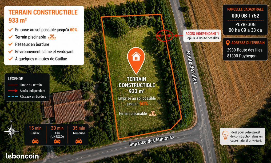 Terrain 993 m² · à Puybegon · 993 m² · 79 000 €