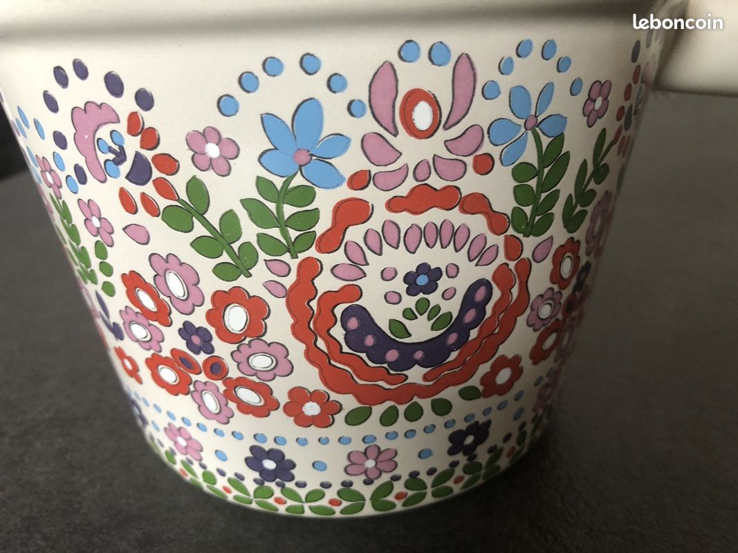 Caquelon à Fondue Le Creuset Vintage – Déco Fleurie Seventies – Occasion
