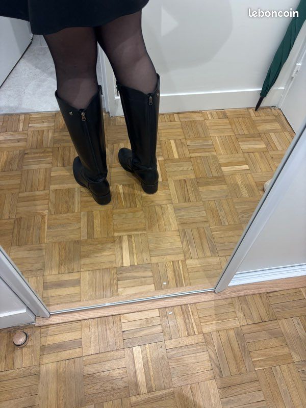 Bottes hautes / cavalière italienne en cuir noir (image 4)
