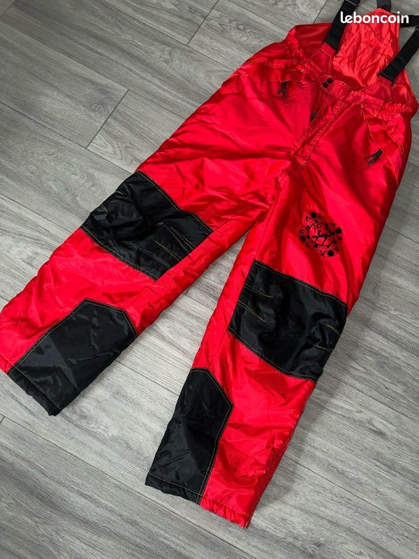 Salopette pantalon de ski snowboard rouge et noir Vintage T44 XXL - Vêtements