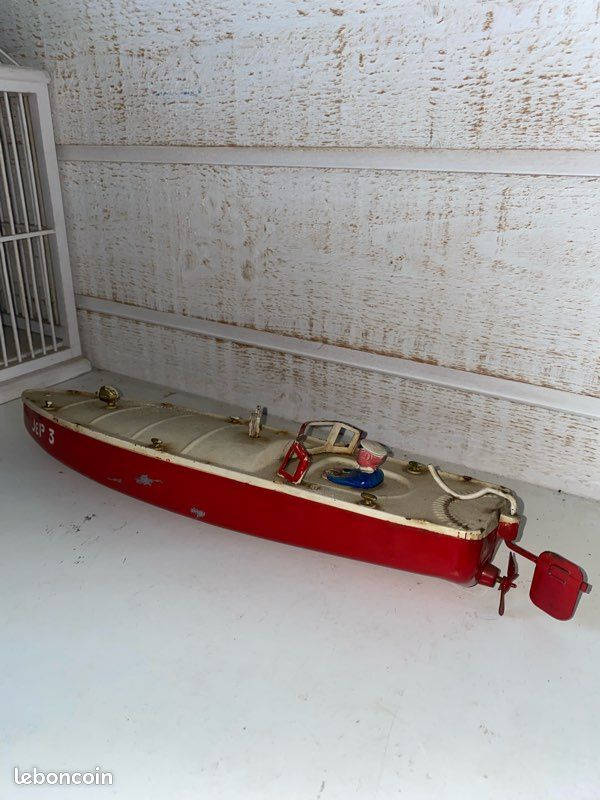 BATEAU TYPHON JOUET ANCIEN MECANIQUE TOLE JEP FRANCE TRES BELLE ETAT