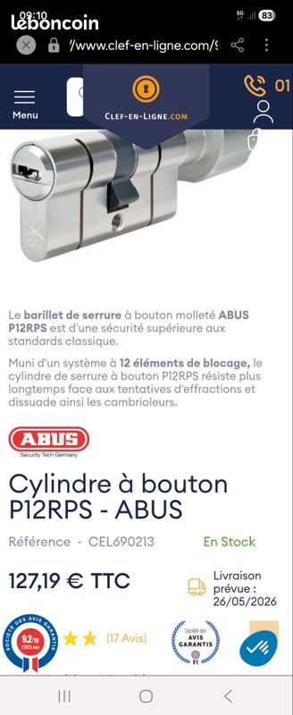 2 Cylindres+clés anti-intrusion (image 2)