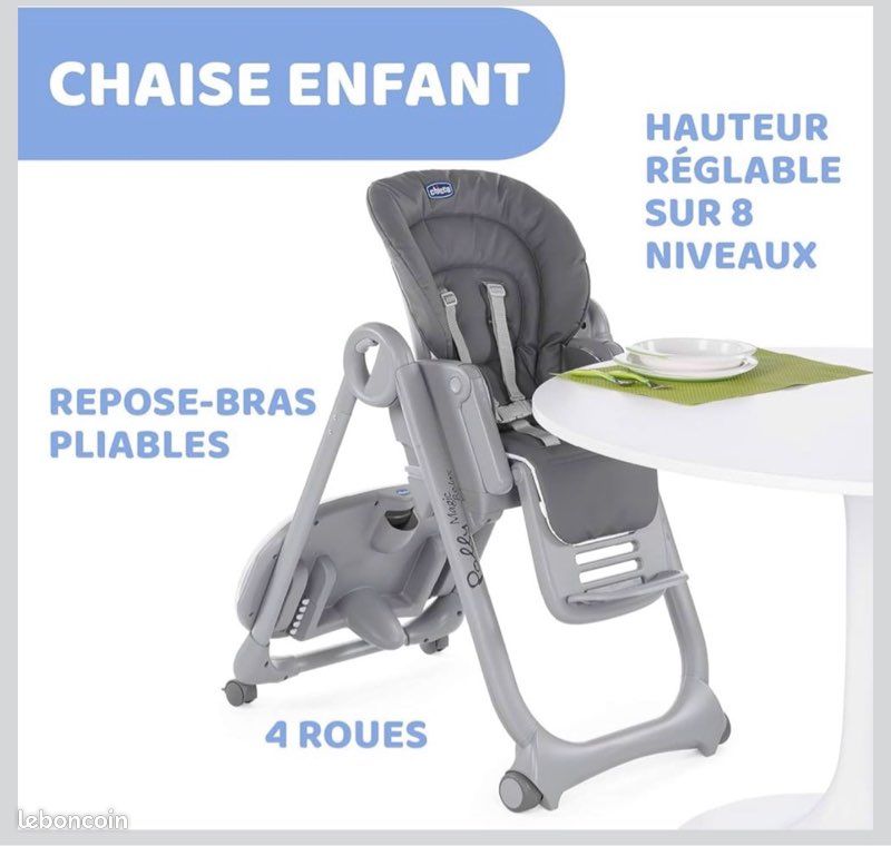 Chicco Polly Magic Relax Chaise Haute Bébé Évolutive et Pliable à 4 Roues (image 5)