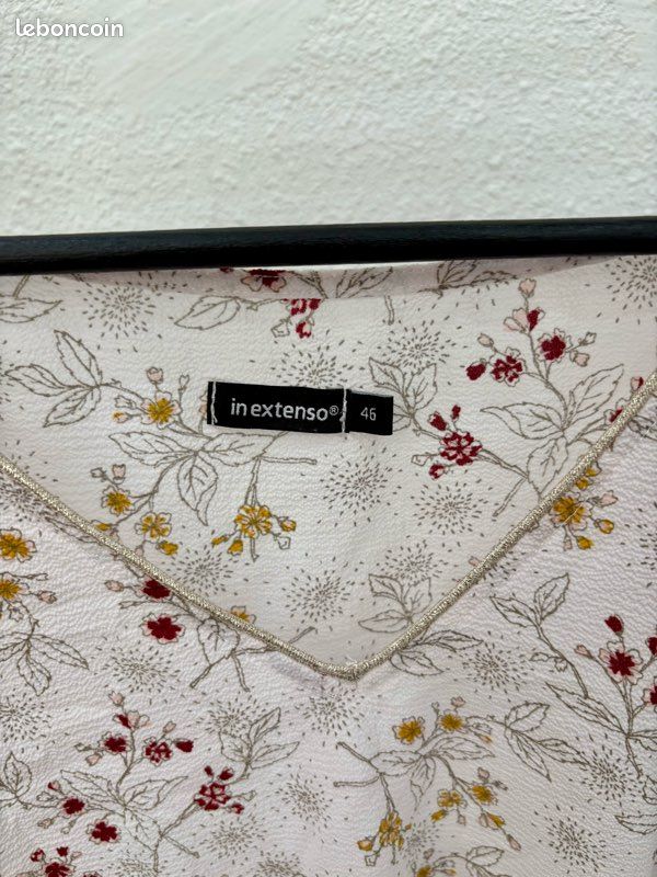 Blouse légère blanche avec des motifs fleuris In Extenso - Taille 46 (image 4)