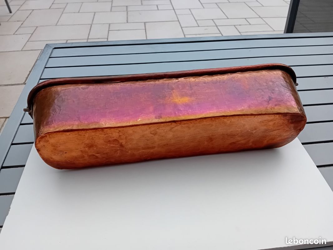 Poissonnière en cuivre poli et fer forgé français du 19ème siècle Bouilloire à poisson En vente