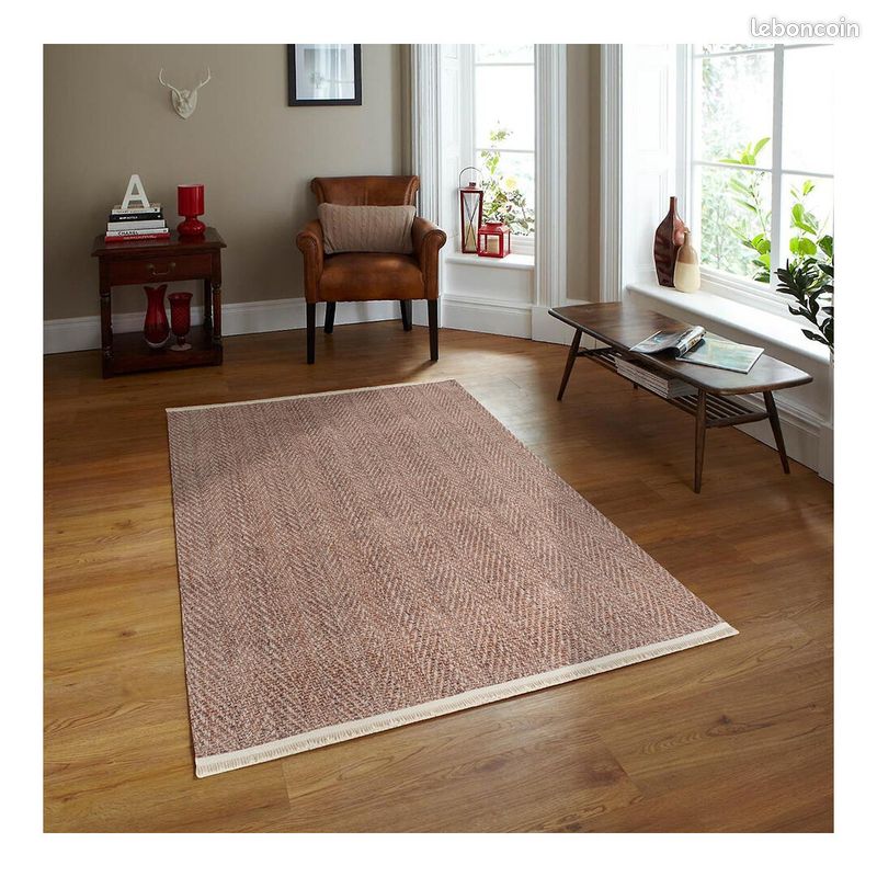 Tapis moderne à franges lavable en machine Sugar Beige 160x230 (image 2)