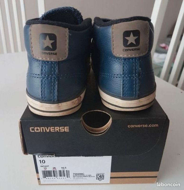 Baskets converse cuir bleu enfant garçon pointure 26 Chaussures