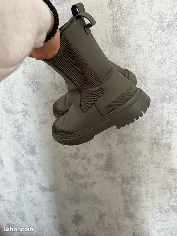 Shoe Botte Kaki Zara Bottines Kaki Zara