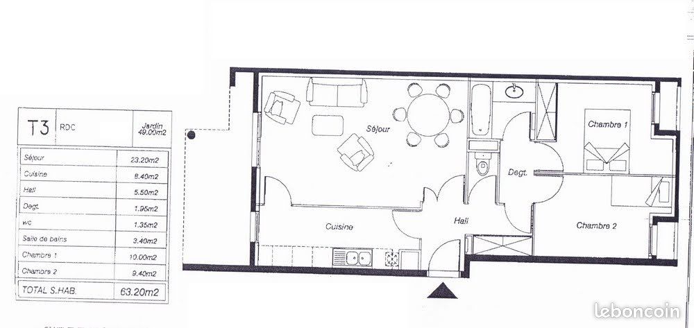 Appartement 3 pièces 62 m² · à Lyon · 61,8 m² · 295 000 €