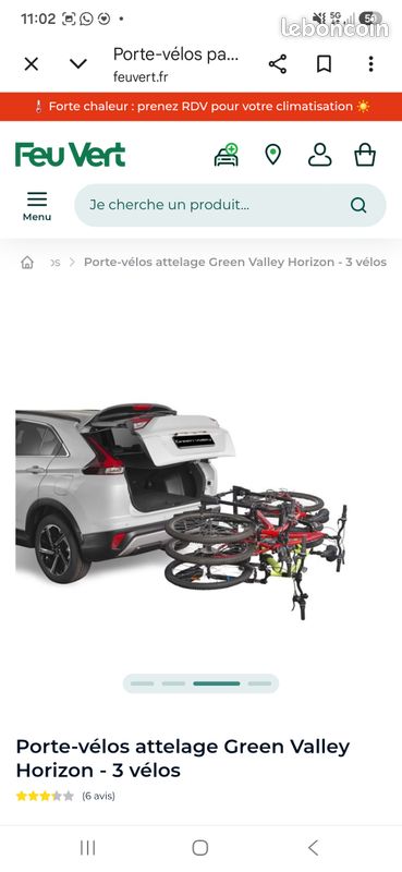 Porte velo 3 velos Green valley horizon 3 (image 3)