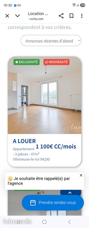 Appartement a louer villeneuve-le-roi - 3 pièce(s) - 48 m2 - Surfyn