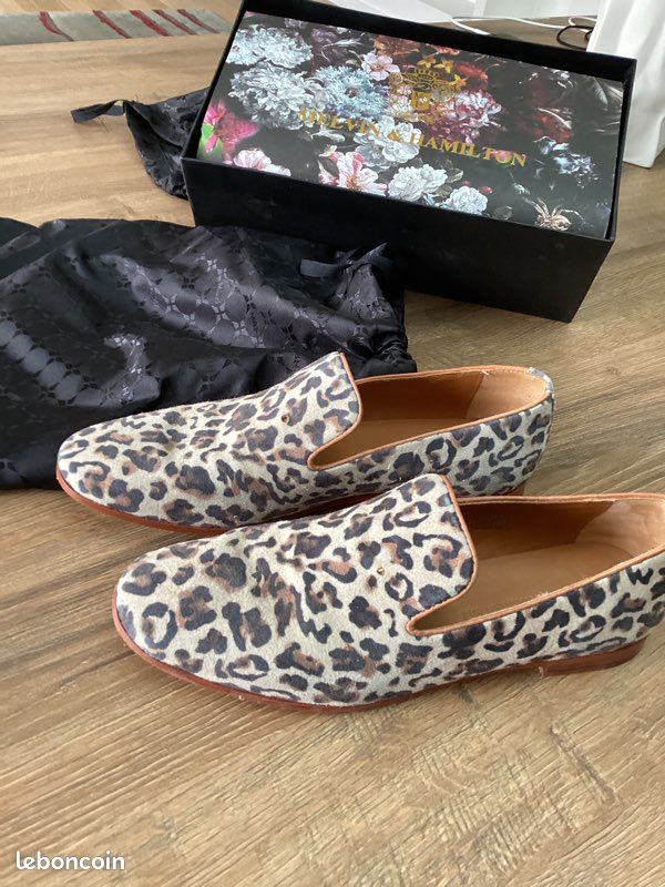 Mocassins Merlutti Imprimé Léopard - Style Belge, Mariage/Bal, Taille M, Neuf Avec Emballage