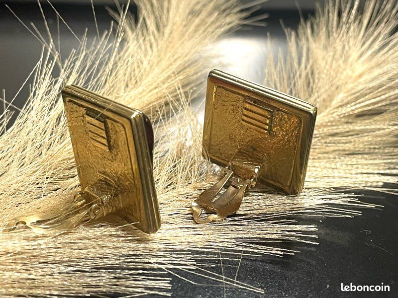 Boucles D'oreilles Vintage à Cabochons En Cristal Coloré - Clip, état Très Bon