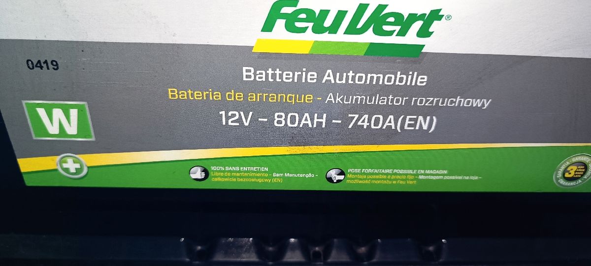 Batería de coche Feu Vert w 80ah 740a - Feu Vert
