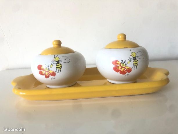 Lot De 3 Pots à Miel Céramique – Forme Abeille, Vintage, Pas De Fissure, Occasion