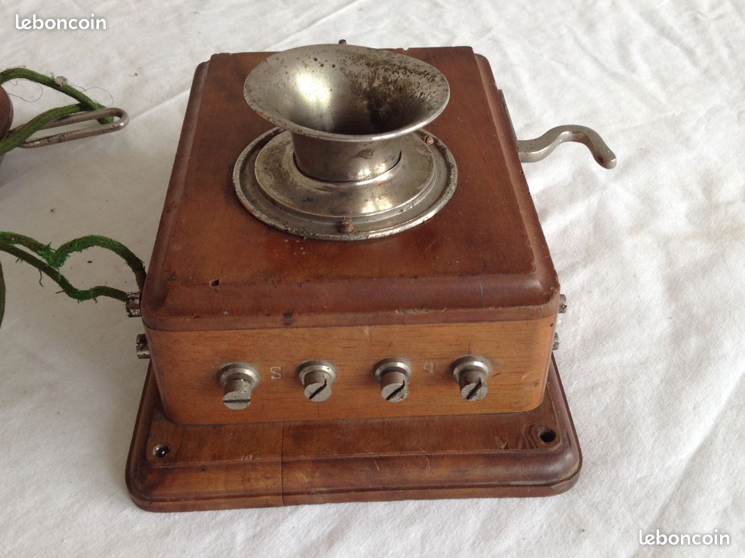 Ancien téléphone en bois écouteur Siemens & Halske année 1900 (image 11)