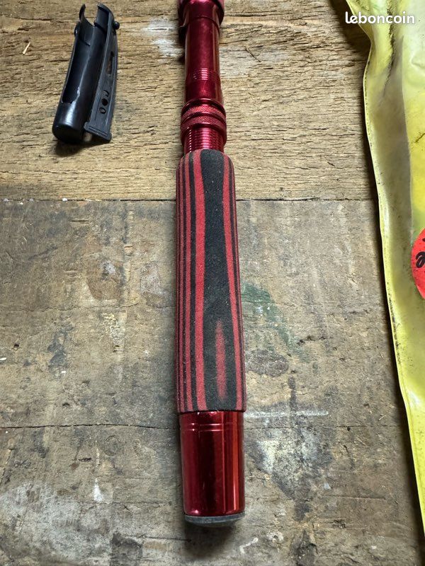 Canne à Pêche Télescopique Vintage Bristol Hexagonale Acier - Manche Liège Rouge, Bon état