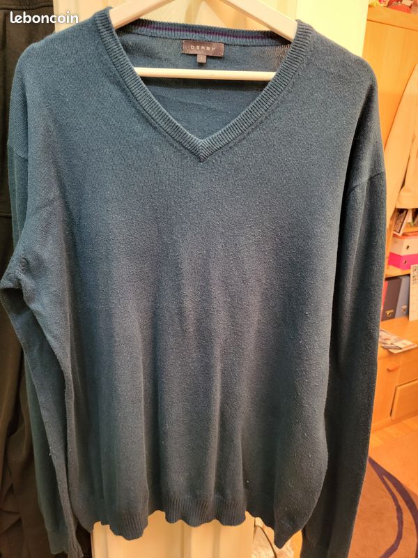Pull vert en coton et cachemire Derby taille L (image 2)