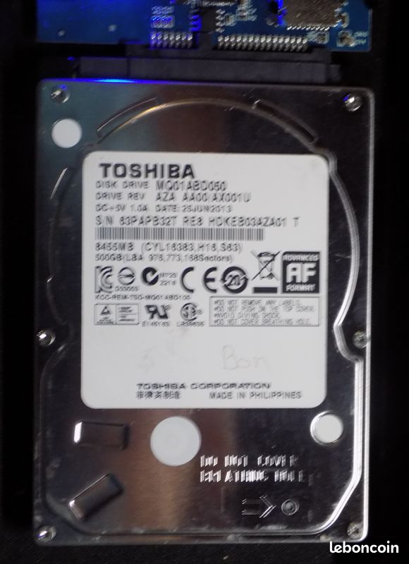 Disque Dur Interne Toshiba 500Go MQ01ABD050 2,5" SATA - Occasion, Formaté, Parfait état