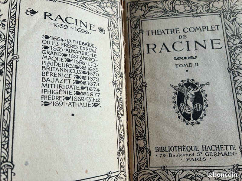Superbe lot de 4 livres anciens reliés rouges Hachette – Déco bibliothèque – Racine, Musset, Vigny environ 1930 (image 7)