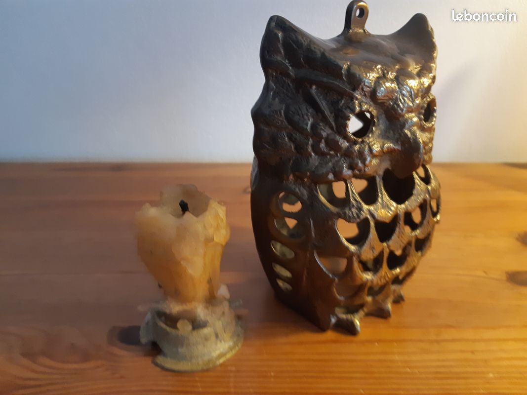 Bougeoir chouette metal doré (image 3)