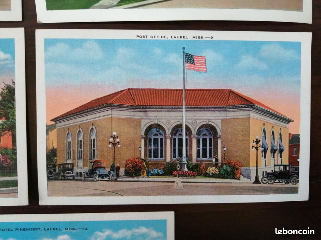 5 anciennes cartes postales, Laurel, Mississippi, états unis, vierges, couleurs (image 6)