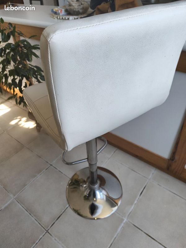 2 chaises bar simili cuir blanc (image 6)