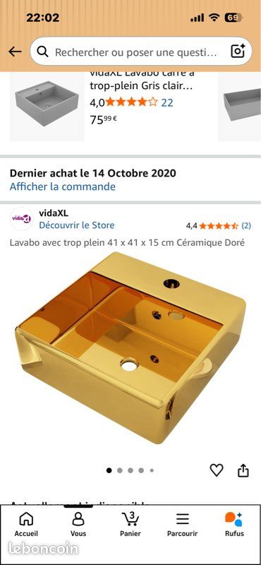 Lave main céramique doré (image 1)