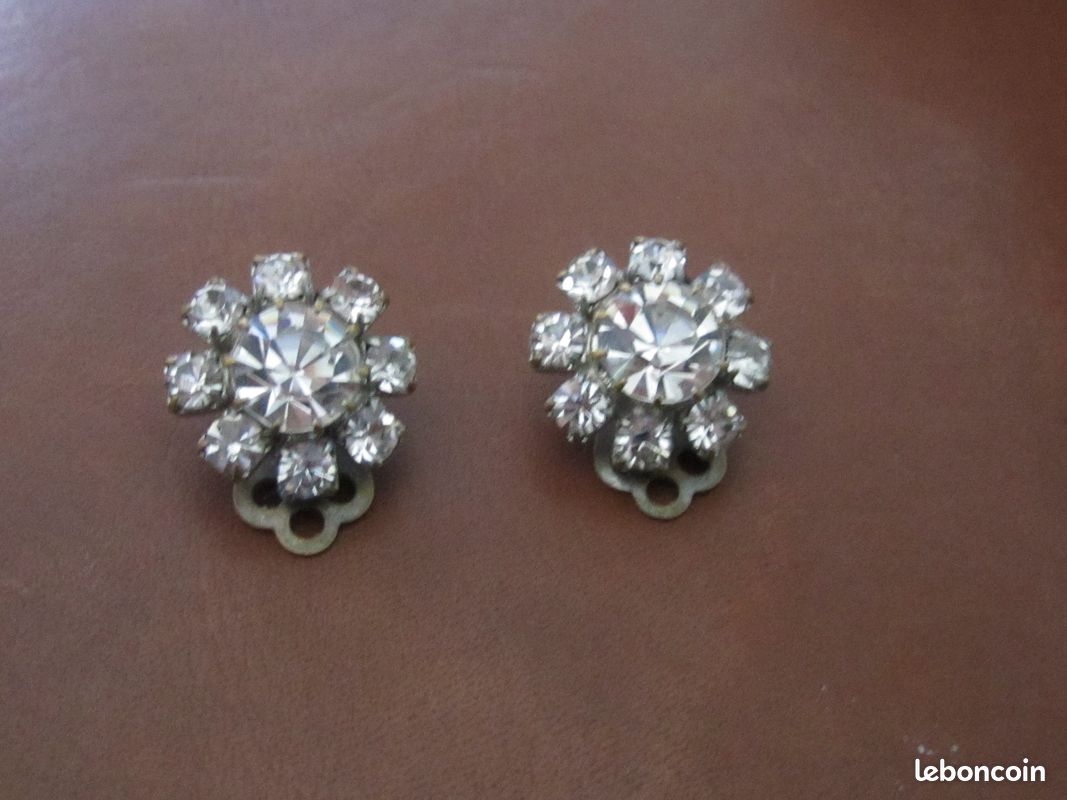 Boucles D'oreilles Fantaisie Vintage Années 1970 - Occasion - Multicouleur - Taille Unique