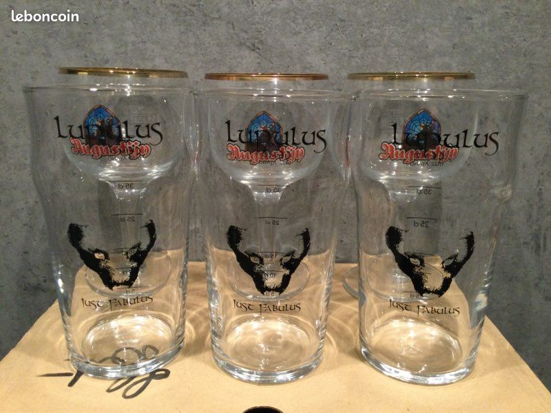 3 verres à bière Belge AUGUSTIJN de 33cl + 3 verres à bière LUPULUS de 50cl (image 1)