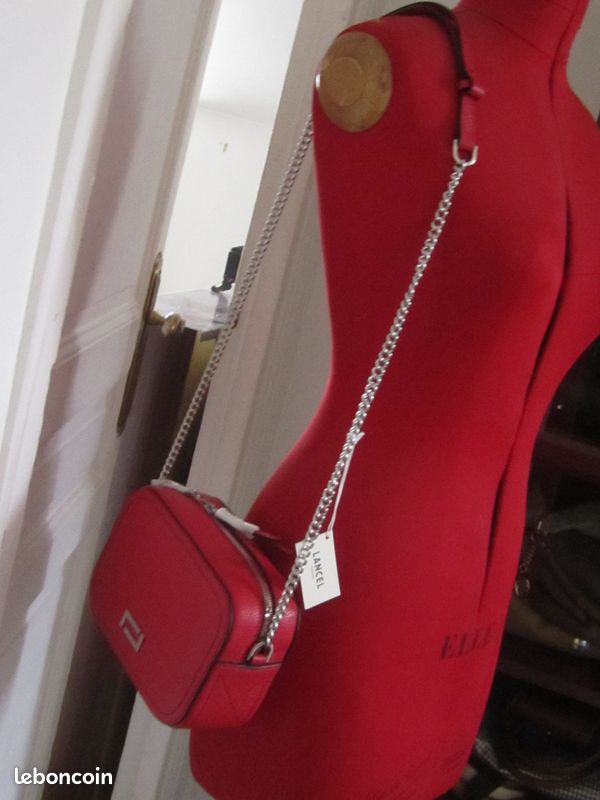 Sac camera Lancel rouge cuir (image 8)