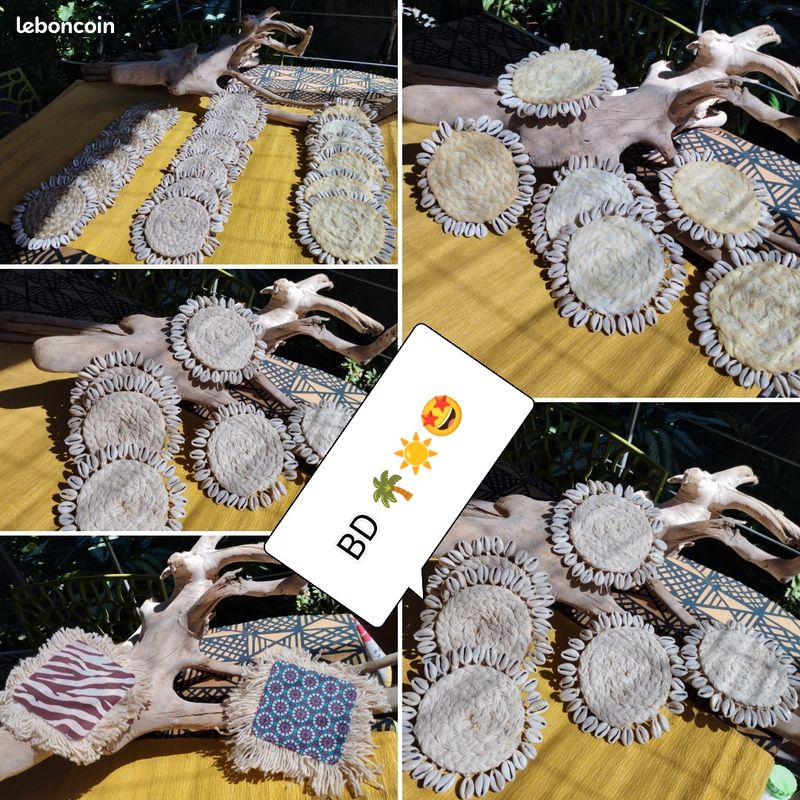 🤩☀️☀️🏝️ - creations artisanales ( cauris/ cordes/ wax...) - (diy) - set de verre- boheme / ethnique 🤩☀️🤩☀️🤩☀️🏝️ (image 1)