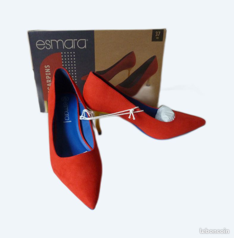 Escarpins Rouges Taille 39 - Marque Esmera (Lidl) - Neufs Avec Boîte - Talon Moyen