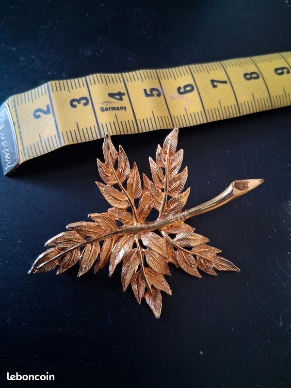 Broche Vintage En Forme De Feuille - En Cuivre, Style Rétro - Occasion