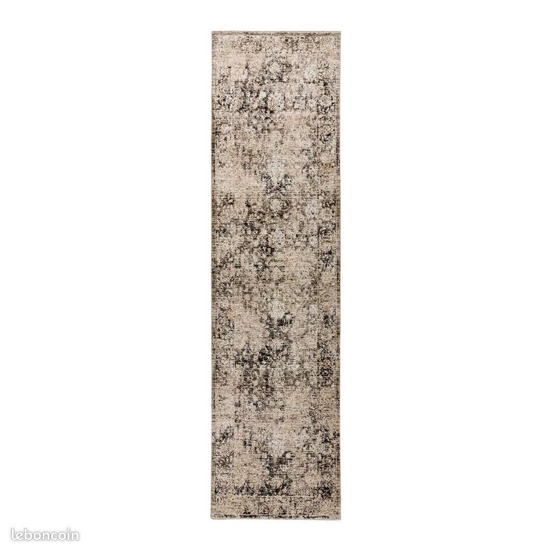 Tapis courtes mèches vintage rayé gris Sila Gris 80x150 (image 3)