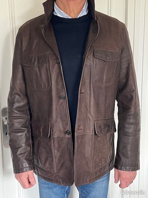 Veste En Cuir Femme Façonnable Style Motard – Taille M – Occasion Très Bon état