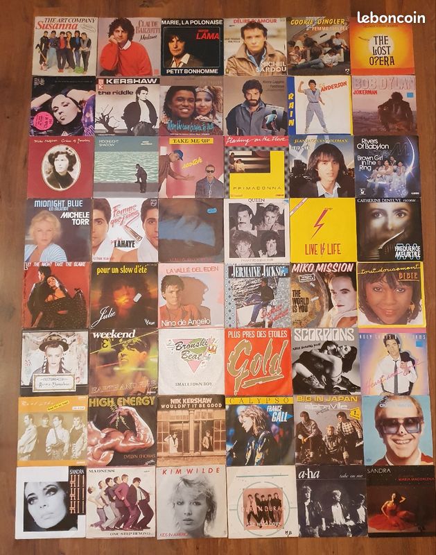 Vinyle 45 tours, Sting, Collins, Goldman, Dion, Queen, Sandra, Stones (image 1)