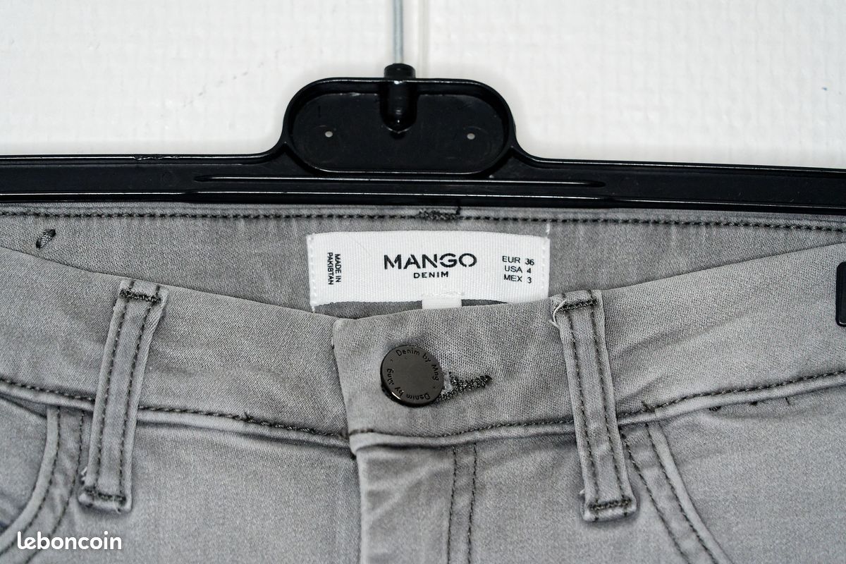 Jean Slim Femme MANGO Taille 36 - Coupe Ajustée, Longueur 82cm, Bleu, Occasion Bon état