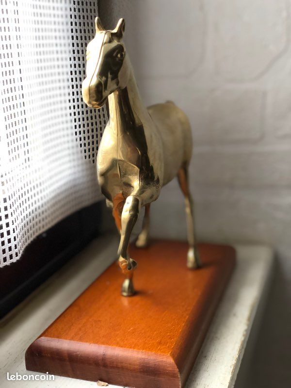 Statuette Antique Cheval En Laiton - Sculpture Indienne à La Main - Pièce Originale Ancienne