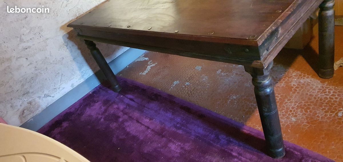 Table avec 4 chaises en bois exotique (image 7)