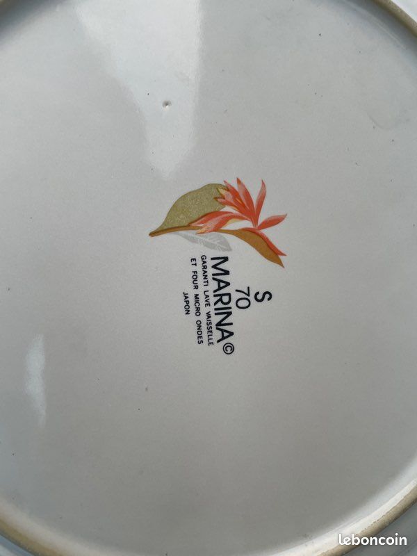 Lot 15 grandes assiettes 1980 vintage Marina décor Japon (image 5)
