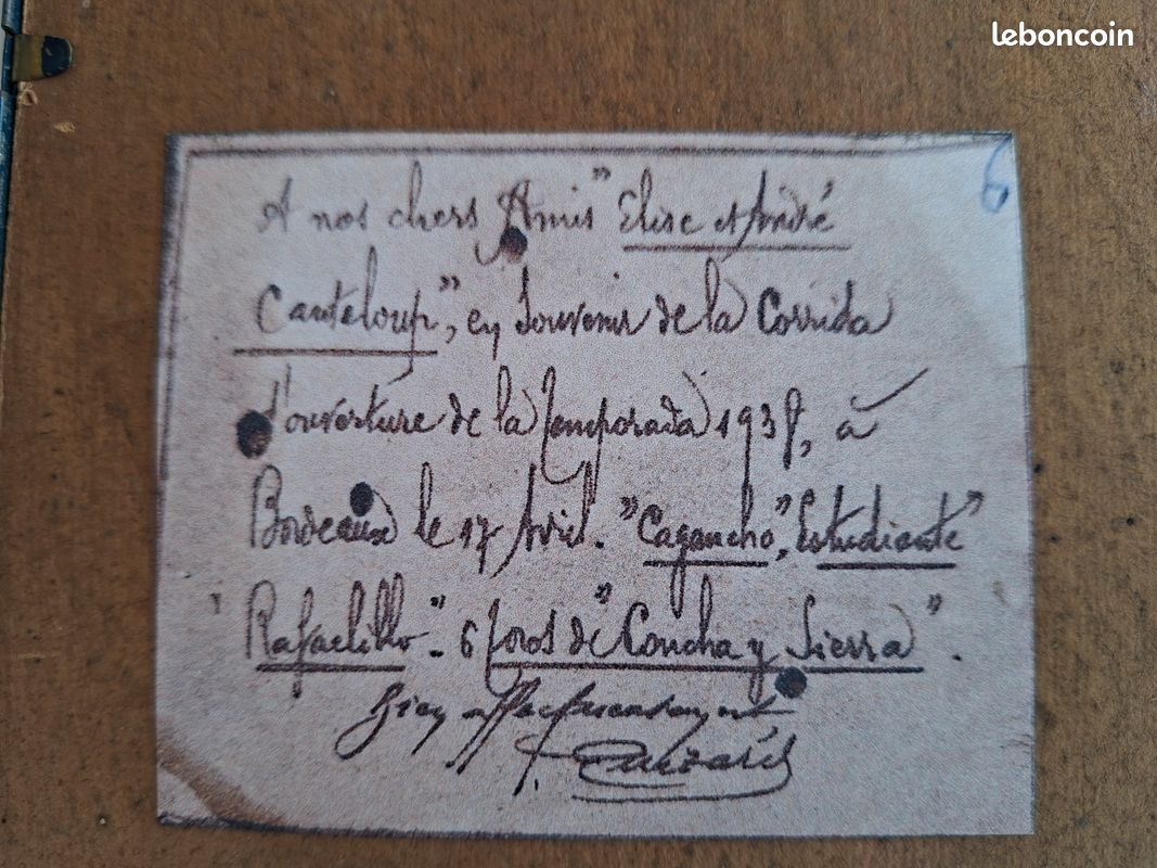 Photo Photographie ancienne dans cadre Corrida de Bordeaux 1938 Cagancho, Estudiante, Rafaelillo (image 7)