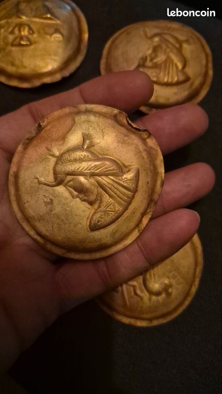 ​Lot de 5 Appliques & Embouts en Laiton Réoussé - Style Égyptien (Egyptian Revival / Hollywood Regency) (image 14)
