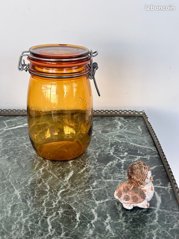 Lot de 4 bocaux anciens DURFOR 1L – verre épais vintage